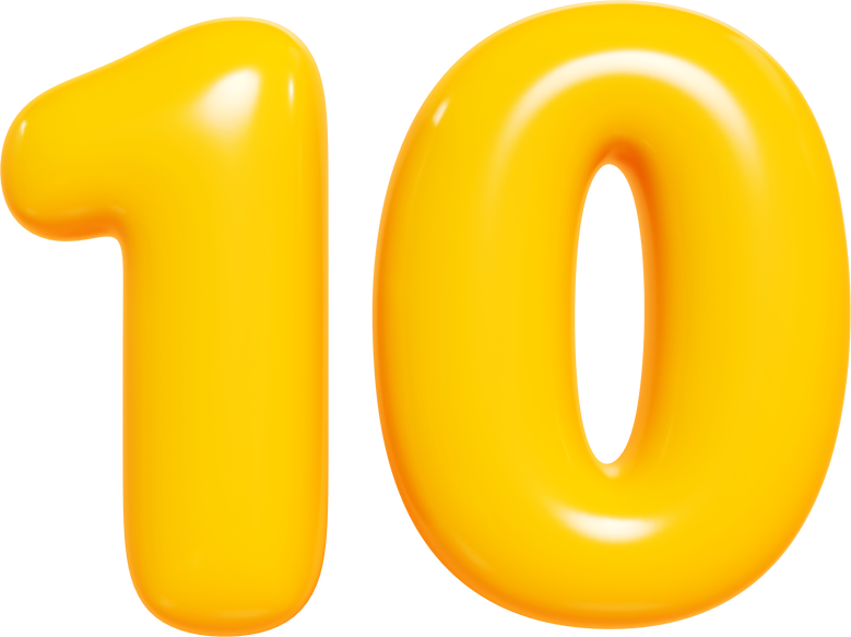 Number Ten 10 Balloon Yellow 3D